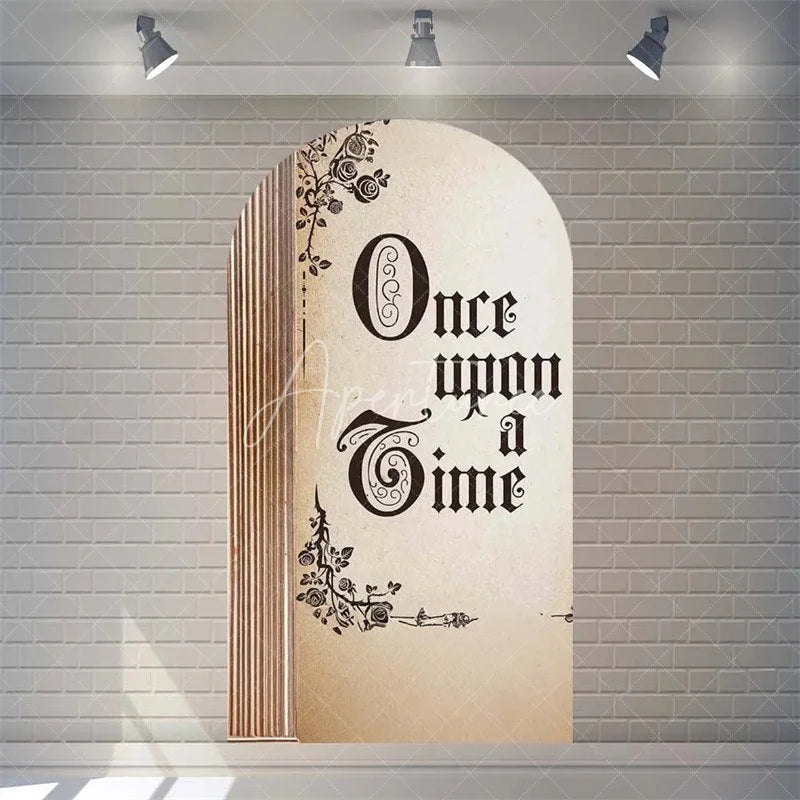 Aperturee - Aperturee Once Upon a Time Storybook Arch Backdrop Personalized Fairytale Princess Kingdom Party Decoration