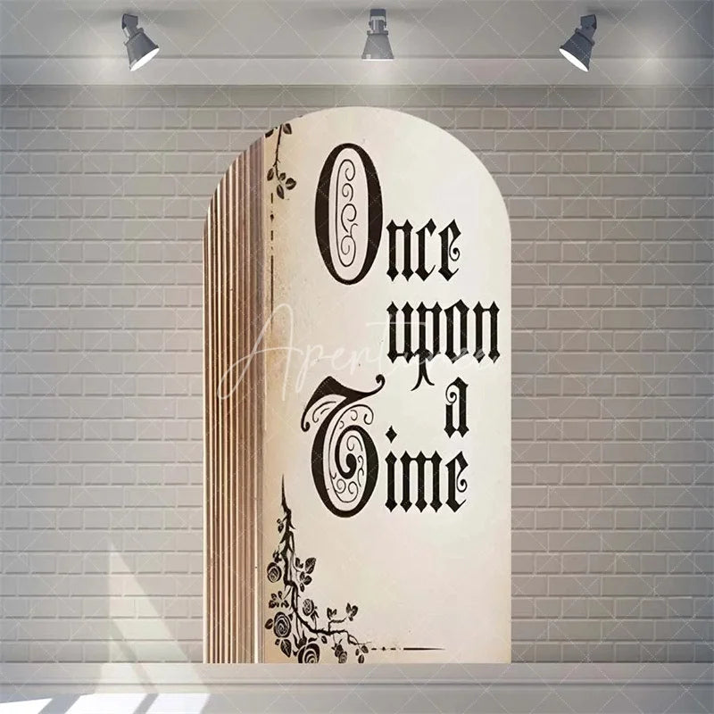 Aperturee - Aperturee Once Upon a Time Storybook Arch Backdrop Personalized Fairytale Princess Kingdom Party Decoration