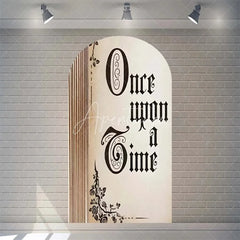 Aperturee - Aperturee Once Upon a Time Storybook Arch Backdrop Personalized Fairytale Princess Kingdom Party Decoration
