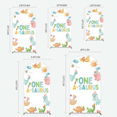 Aperturee - Aperturee One A-Saurus Cartoon Dinosaur Birthday Arch Backdrop