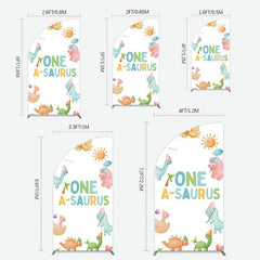Aperturee - Aperturee One A-Saurus Cartoon Dinosaur Birthday Half Moon Arch Backdrop