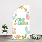 Aperturee - Aperturee One A-Saurus Cartoon Dinosaur Birthday Half Moon Arch Backdrop