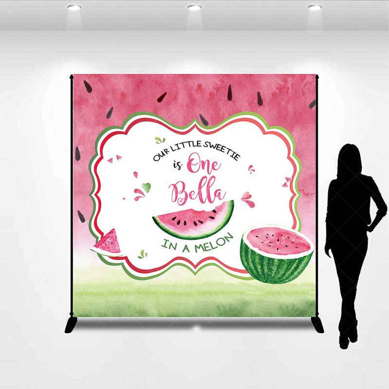 Aperturee Aperturee One in a Melon First Birthday Backdrop Custom Name Watermelon Party Banner Our Little Sweetie Summer Fruit Decor