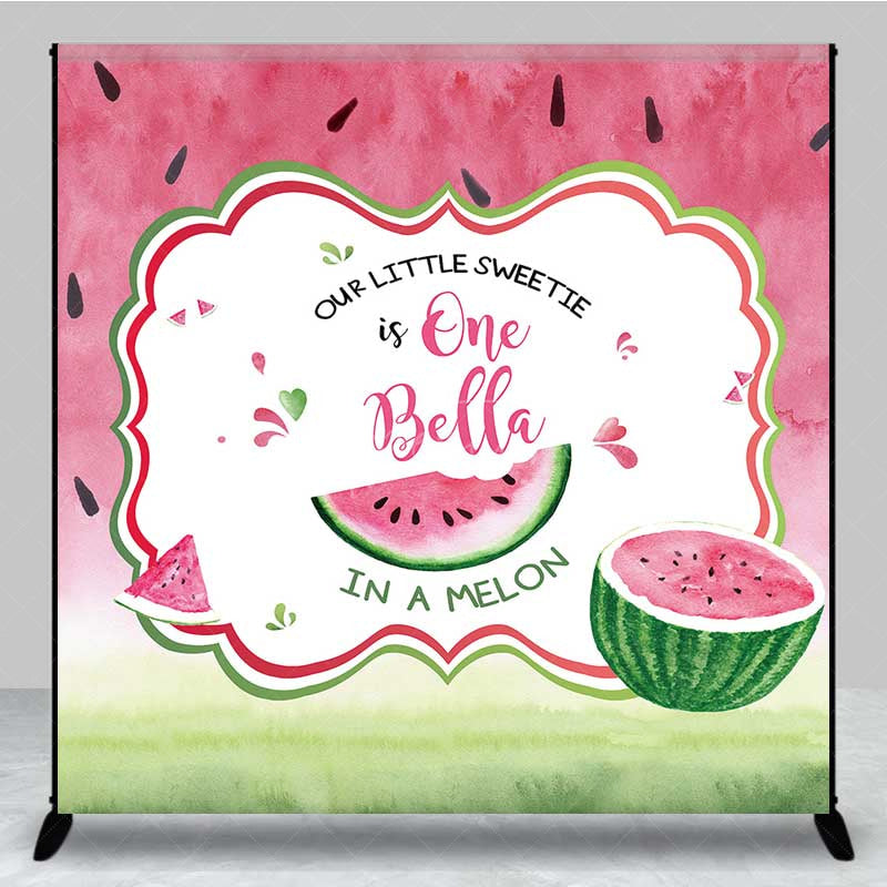 Aperturee Aperturee One in a Melon First Birthday Backdrop Custom Name Watermelon Party Banner Our Little Sweetie Summer Fruit Decor