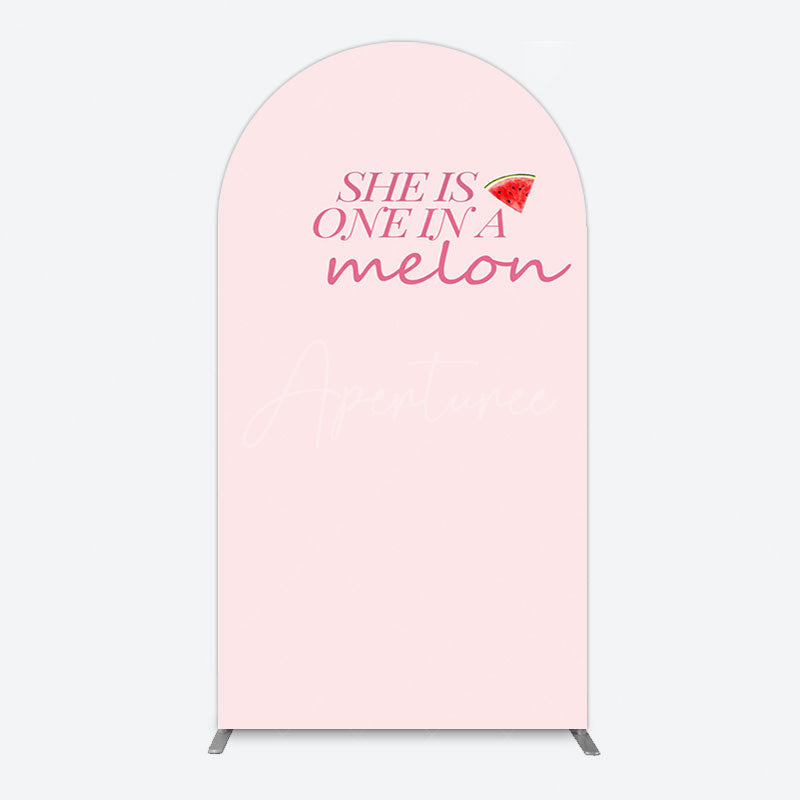 Aperturee - Aperturee One In Melon Sweet Pink Happy Birthday Arch Backdrop