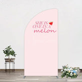 Aperturee - Aperturee One In Melon Sweet Pink Happy Birthday Half Moon Arch Backdrop