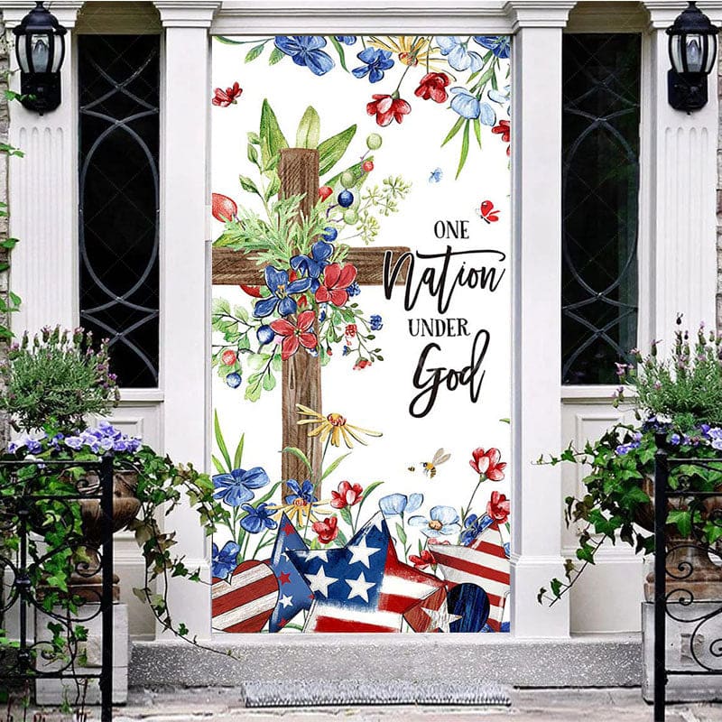 Aperturee - Aperturee One Nation Under God Cross Independence Day Door Cover
