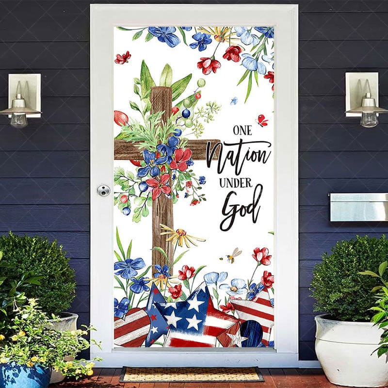 Aperturee - Aperturee One Nation Under God Cross Independence Day Door Cover