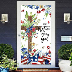 Aperturee - Aperturee One Nation Under God Cross Independence Day Door Cover