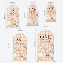 Aperturee - Aperturee One Silly Goose Plaid Birthday Arch Backdrop