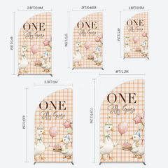 Aperturee - Aperturee One Silly Goose Plaid Birthday Half Moon Arch Backdrop