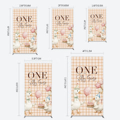 Aperturee - Aperturee One Silly Goose Plaid Birthday Rectangle Backdrop