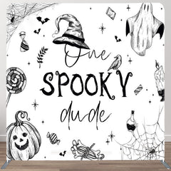 Aperturee - Aperturee One Spooky Dude Halloween Square Tension Backdrop