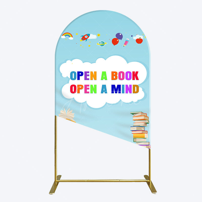 Aperturee - Aperturee Open A Book Open A Mind Blue Birthday Arch Backdrop