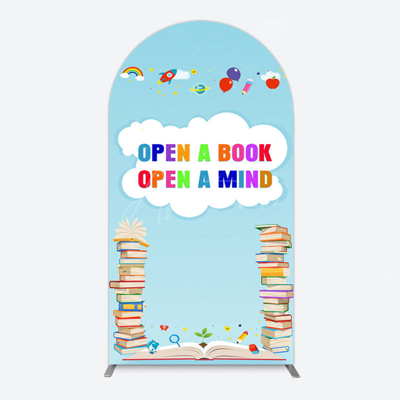 Aperturee - Aperturee Open A Book Open A Mind Blue Birthday Arch Backdrop