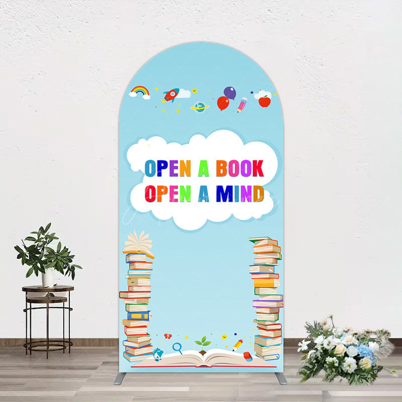 Aperturee - Aperturee Open A Book Open A Mind Blue Birthday Arch Backdrop