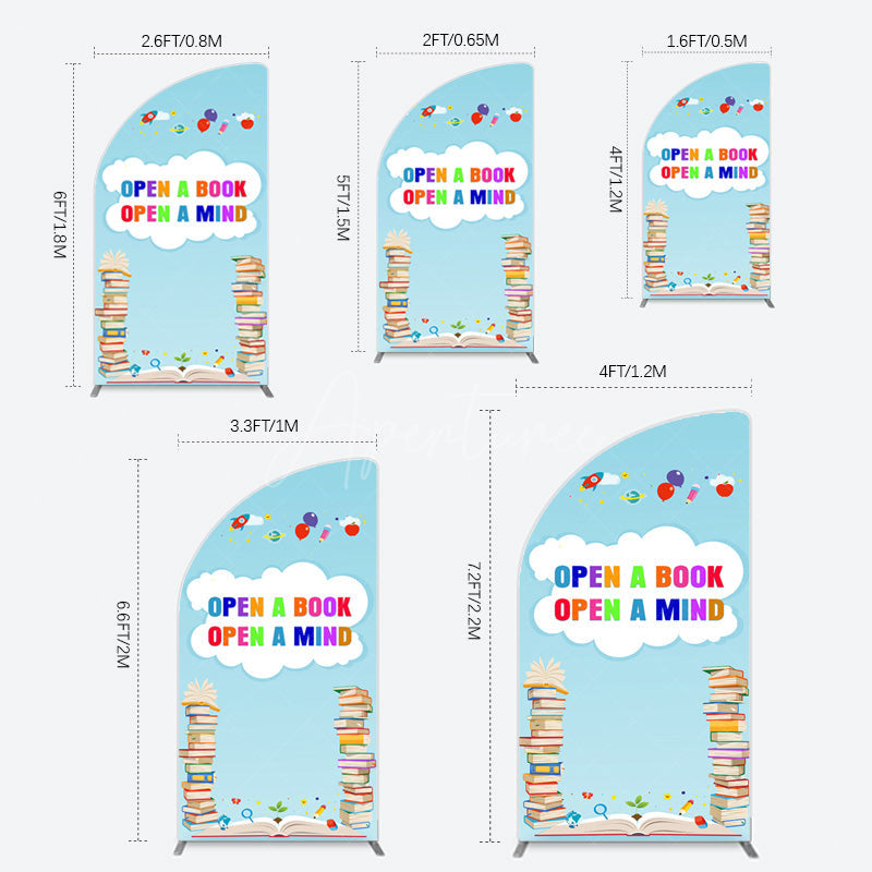 Aperturee - Aperturee Open A Book Open A Mind Blue Birthday Half Moon Arch Backdrop