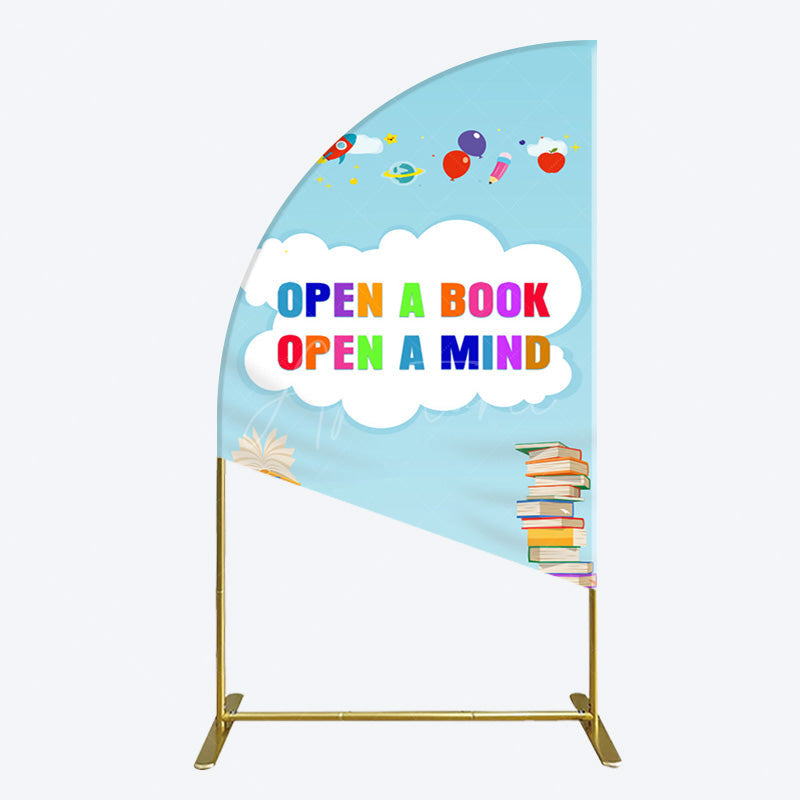 Aperturee - Aperturee Open A Book Open A Mind Blue Birthday Half Moon Arch Backdrop