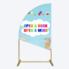 Aperturee - Aperturee Open A Book Open A Mind Blue Birthday Half Moon Arch Backdrop