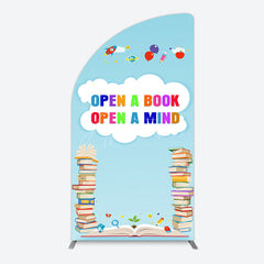 Aperturee - Aperturee Open A Book Open A Mind Blue Birthday Half Moon Arch Backdrop
