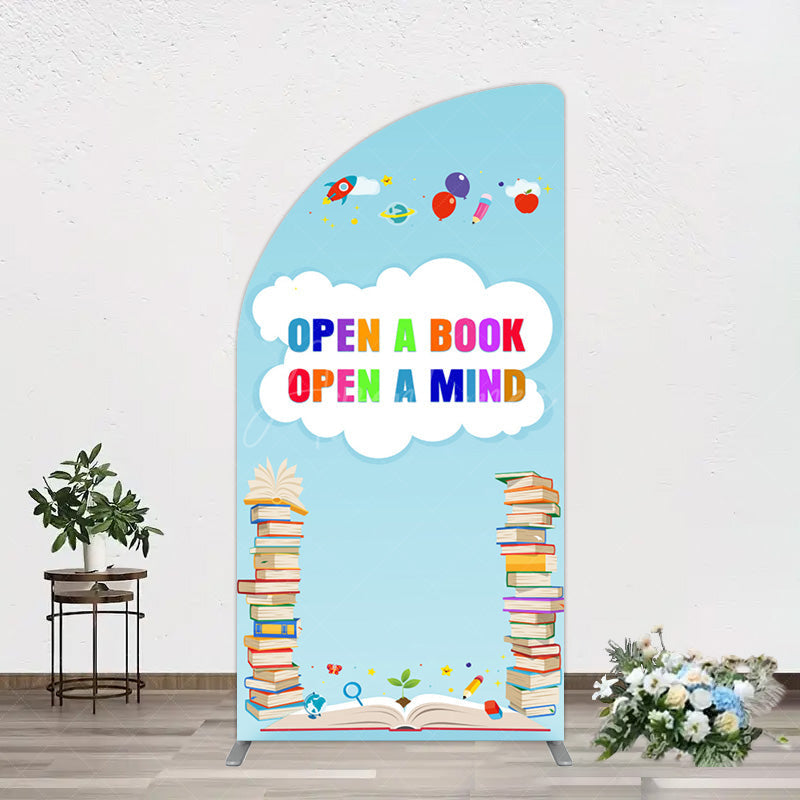 Aperturee - Aperturee Open A Book Open A Mind Blue Birthday Half Moon Arch Backdrop