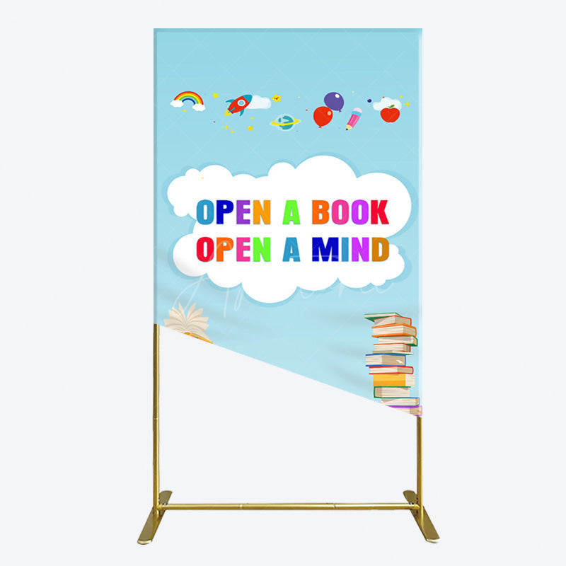 Aperturee - Aperturee Open A Book Open A Mind Blue Birthday Rectangle Backdrop