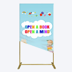 Aperturee - Aperturee Open A Book Open A Mind Blue Birthday Rectangle Backdrop
