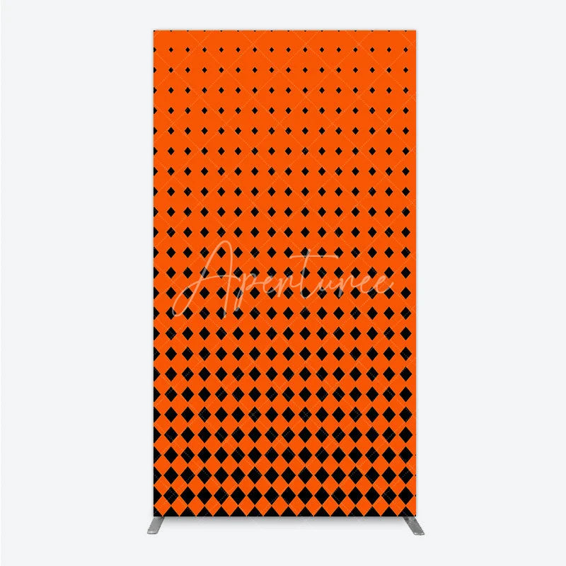 Aperturee - Aperturee Orange and Black Diamond Gradient Rectangle Backdrop Modern Geometric Pattern Party Cover