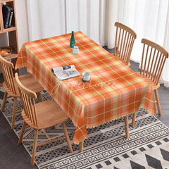 Aperturee - Aperturee Orange and Cream Plaid Rectangle Tablecloth Classic Tartan Grid Pattern Fall Harvest Kitchen Dining Decor