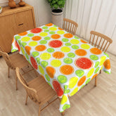 Aperturee - Aperturee Orange and Lime Citrus Rectangle Tablecloth Summer Grapefruit Fruit Table Cover Vibrant Party Decor