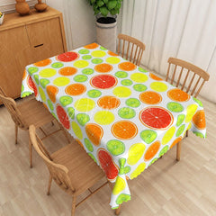 Aperturee - Aperturee Orange and Lime Citrus Rectangle Tablecloth Summer Grapefruit Fruit Table Cover Vibrant Party Decor
