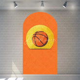 Aperturee - Aperturee Orange Basketball Party Arch Sport Theme Backdrop Cover for Boys Birthday Baby Shower Dunk Decor and Photo Booth