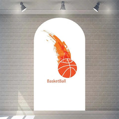 Aperturee - Aperturee Orange Basketball Party Arch Sport Theme Backdrop Cover for Boys Birthday Baby Shower Dunk Decor and Photo Booth