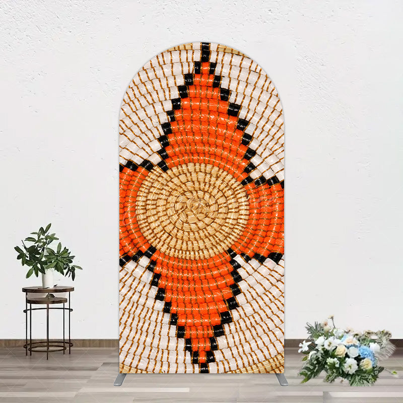 Aperturee - Aperturee Orange Brown Knitting Pattern Ethiopian Arch Backdrop