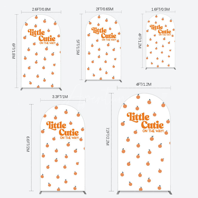 Aperturee - Aperturee Orange Little Cutie Baby Shower Arch Backdrop