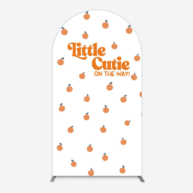 Aperturee - Aperturee Orange Little Cutie Baby Shower Arch Backdrop