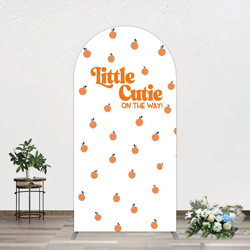 Aperturee - Aperturee Orange Little Cutie Baby Shower Arch Backdrop