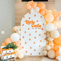 Aperturee - Aperturee Orange Little Cutie Baby Shower Arch Backdrop