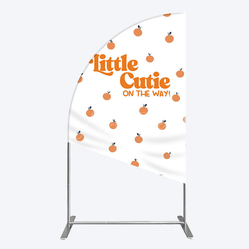 Aperturee - Aperturee Orange Little Cutie Baby Shower Half Moon Arch Backdrop