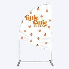 Aperturee - Aperturee Orange Little Cutie Baby Shower Half Moon Arch Backdrop