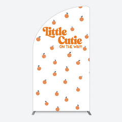 Aperturee - Aperturee Orange Little Cutie Baby Shower Half Moon Arch Backdrop