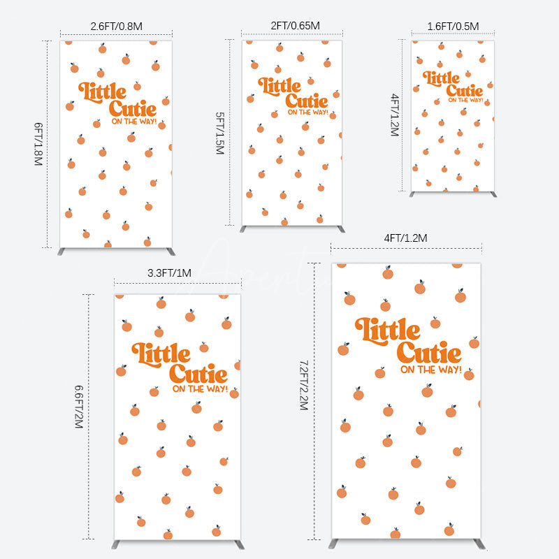 Aperturee - Aperturee Orange Little Cutie Baby Shower Rectangle Backdrop