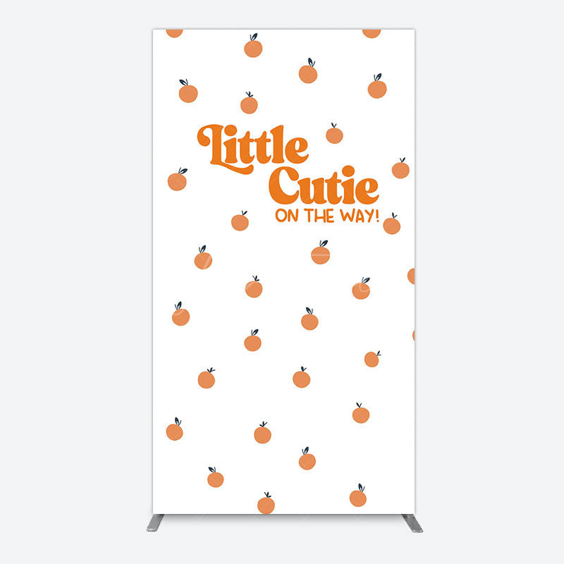 Aperturee - Aperturee Orange Little Cutie Baby Shower Rectangle Backdrop