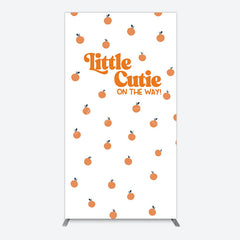 Aperturee - Aperturee Orange Little Cutie Baby Shower Rectangle Backdrop
