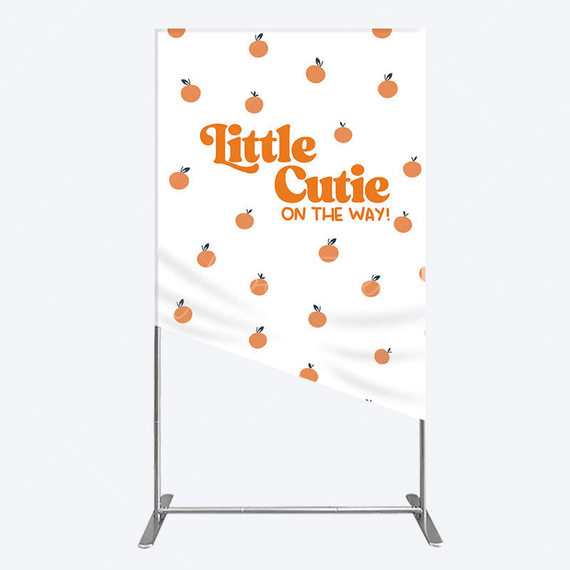 Aperturee - Aperturee Orange Little Cutie Baby Shower Rectangle Backdrop