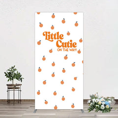 Aperturee - Aperturee Orange Little Cutie Baby Shower Rectangle Backdrop