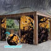 Aperturee - Aperturee Orange Moon Tree Waterproof Printed Outdoor Curtains