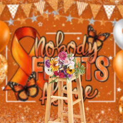 Aperturee - Aperturee Orange Nobody Fights Alone Leukemia Awareness Backdrop