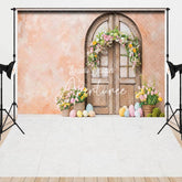 Aperturee - Aperturee Orange Retro Wall Door Eggs Easter Combo Set Backdrop