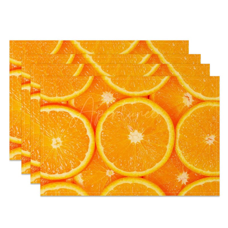 Aperturee - Aperturee Orange Slices Fruit Set of 4 Placemats For Dining